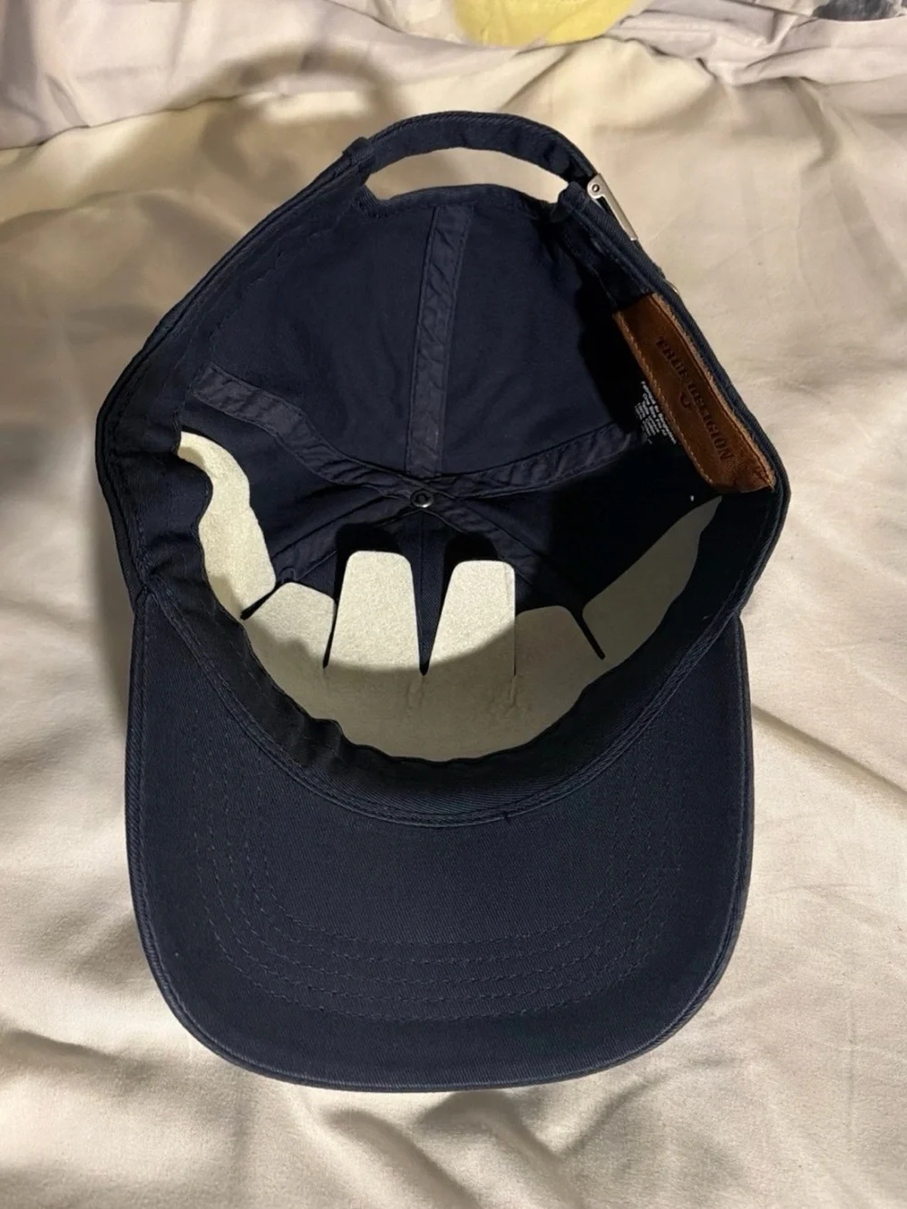 True Religion Navy Embroidered Buddha Face Baseball Hat
